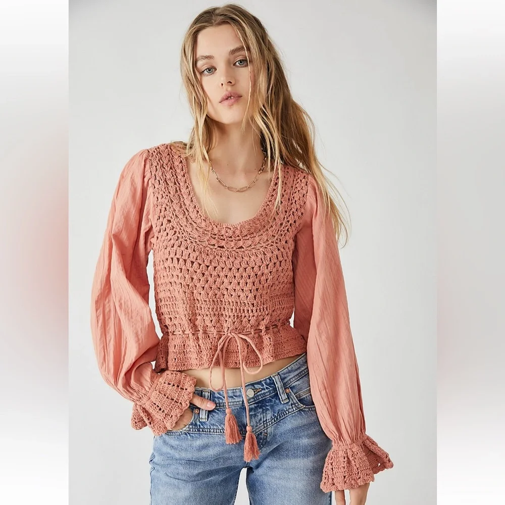 Free People Megan Crochet Top