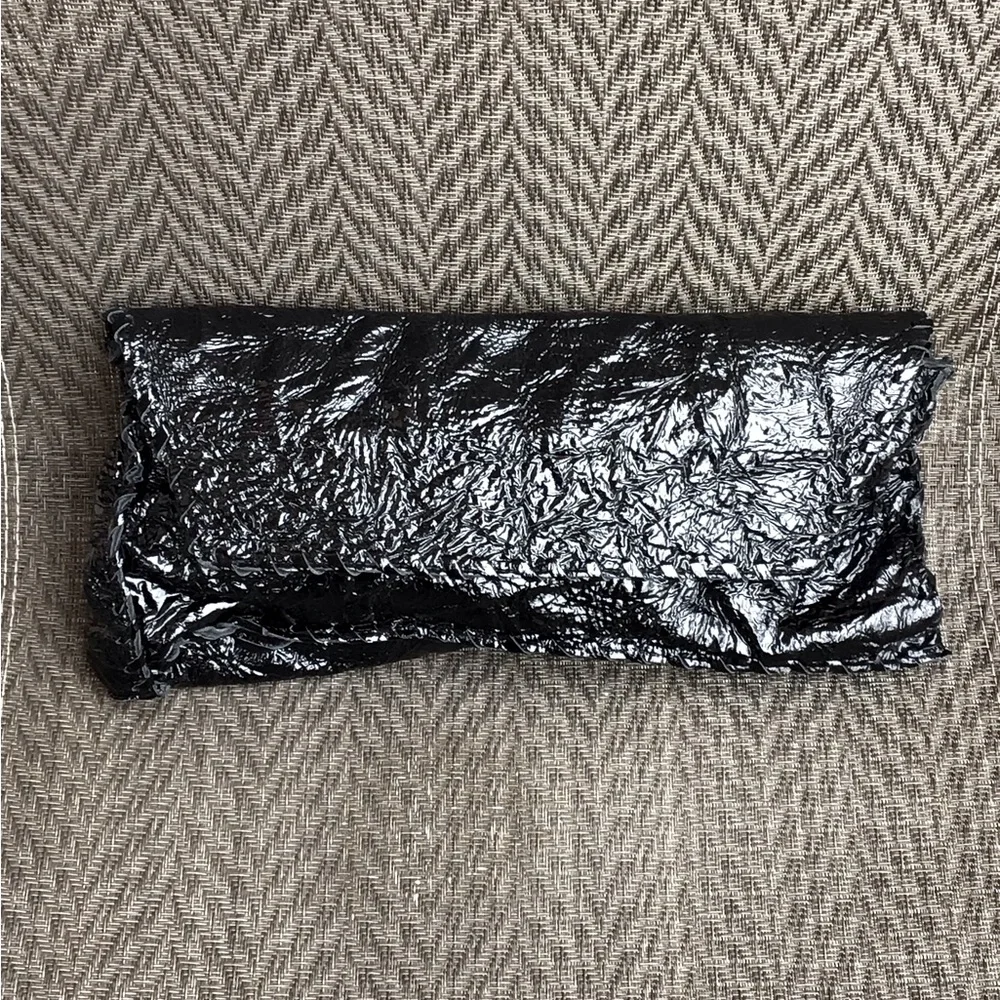 ADDORE by Amat Marin Black Patent Leather Clutch Bag