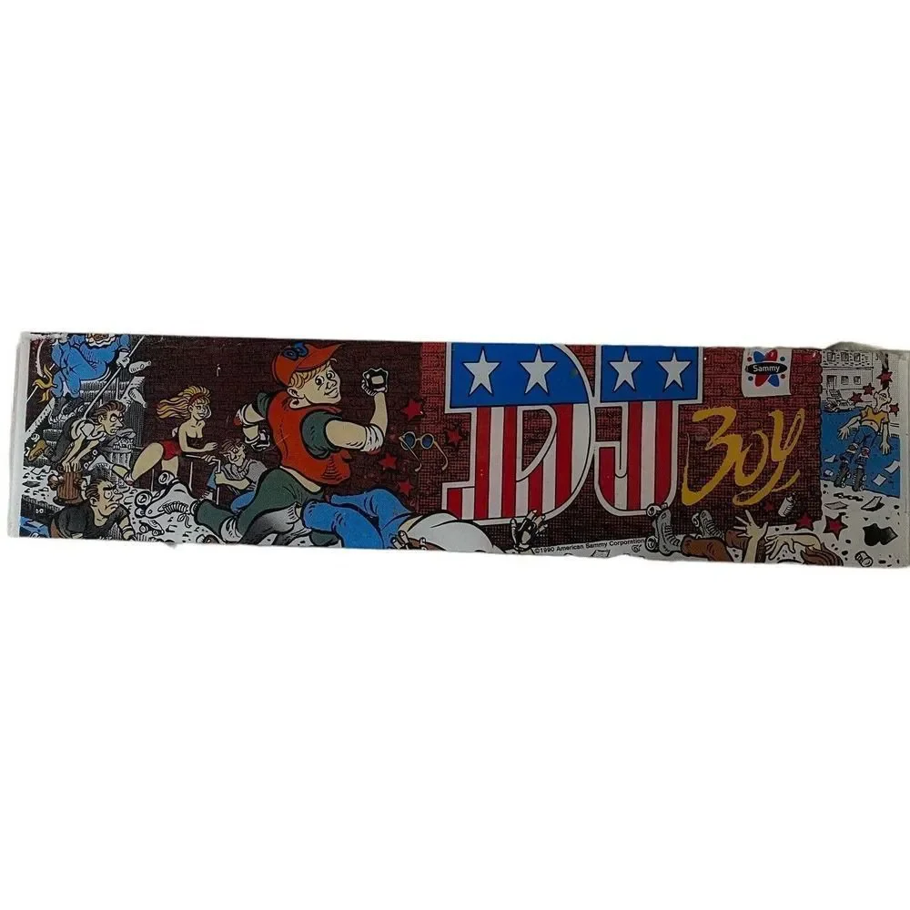 Vintage DJ BOY Arcade Game PlexiGlass Display Sign Front 1990 RARE Cabinet ART