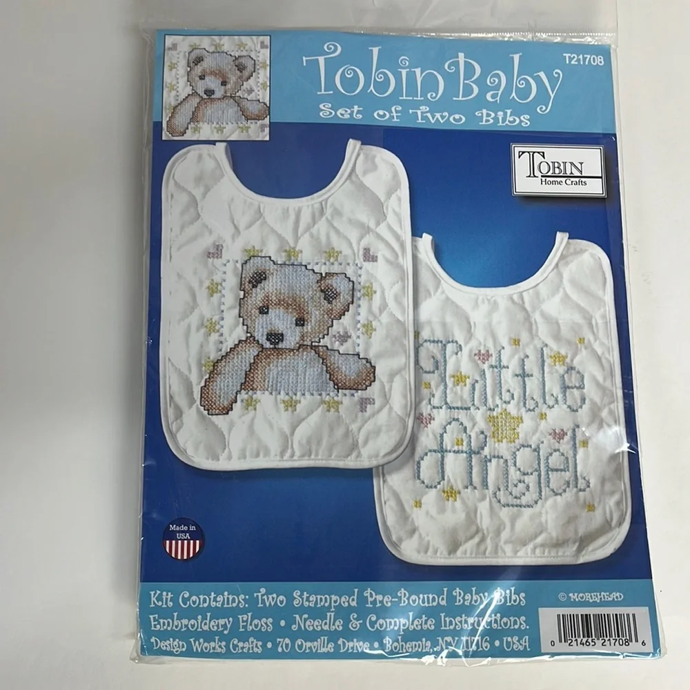 Tobin 2 bib kit set. Angel with bear kit. 1688