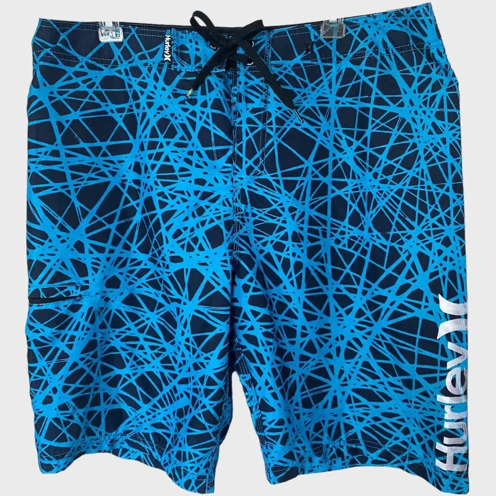 Hurley Force Core Board Shorts Men's 36 Blue Lagoon Adjustable Waist Surf Swim