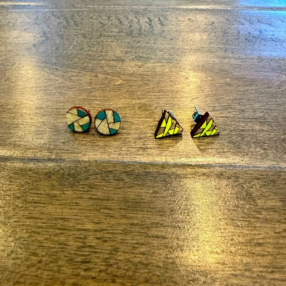 Handmade Wooden Post earrings