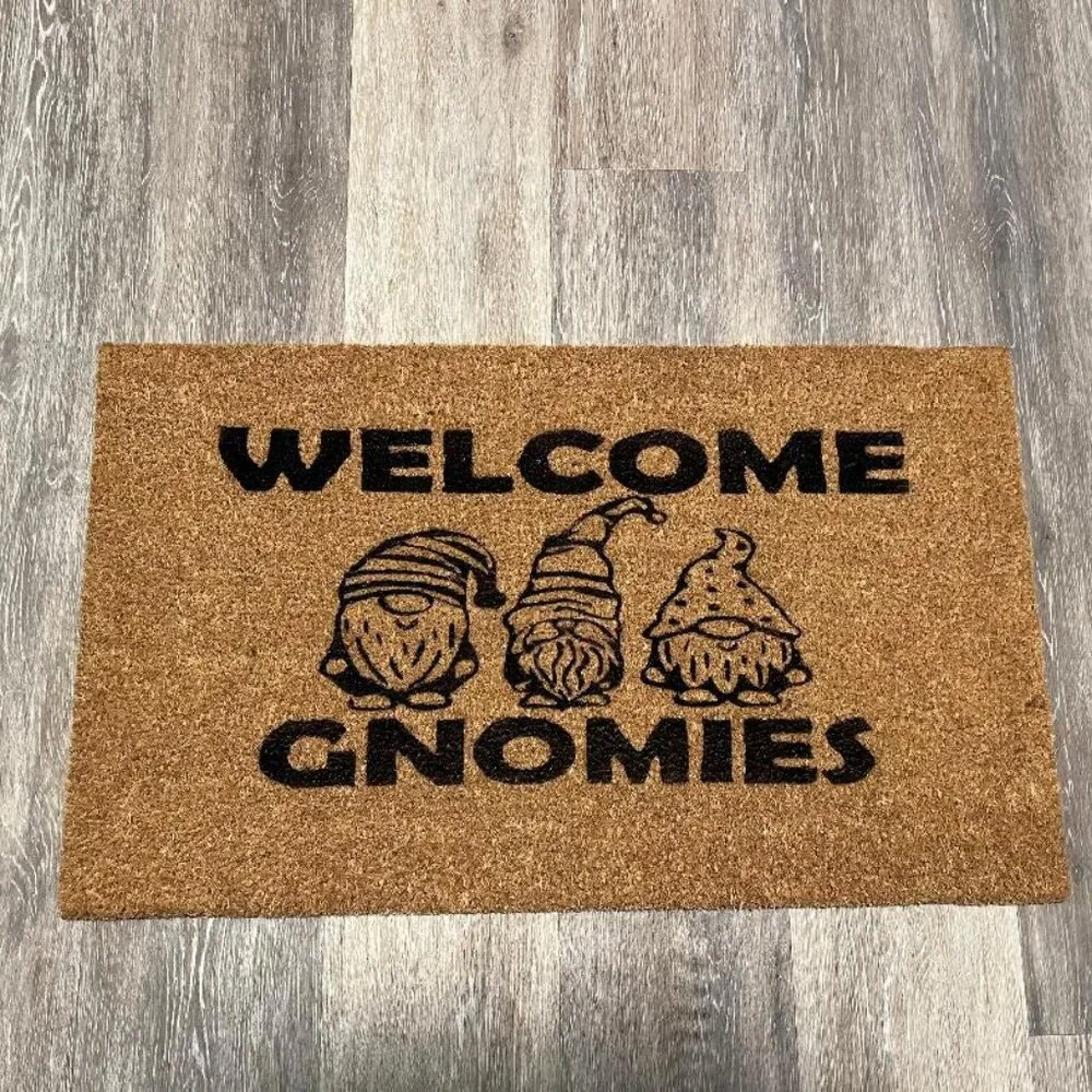Welcome Gnomies decorative coir doormat