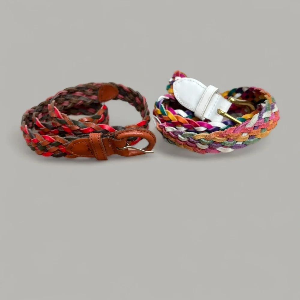 Lot of 2 genuine Leather Braided  Belts.