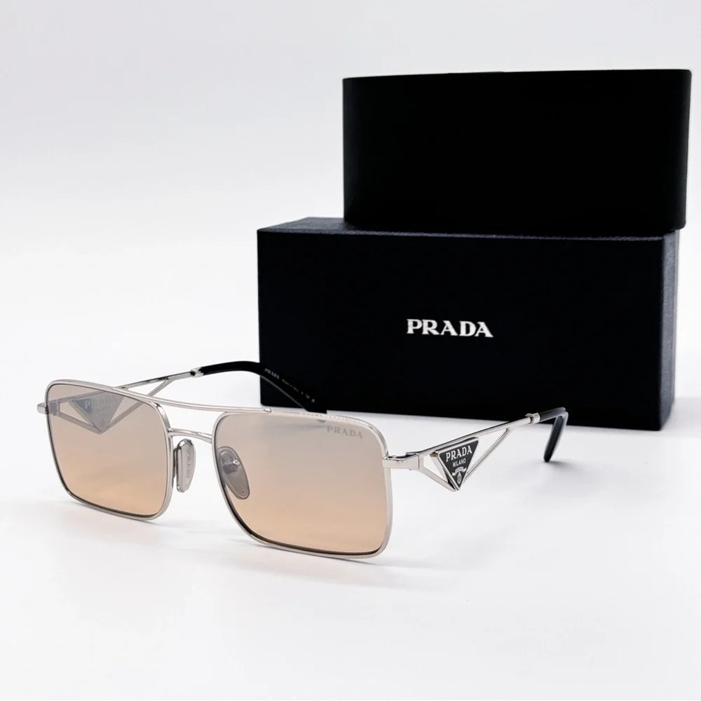 NEW PRADA SPR A52 1BC8J1 SILVER GREY SQUARE PRA52S 1BC8J1 WOMEN PRADA SUNGLASSES