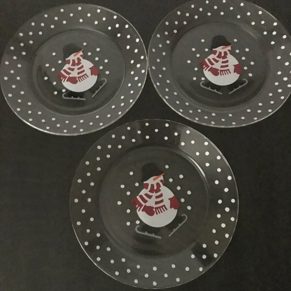 6 Crate&Barrel Snowman plates