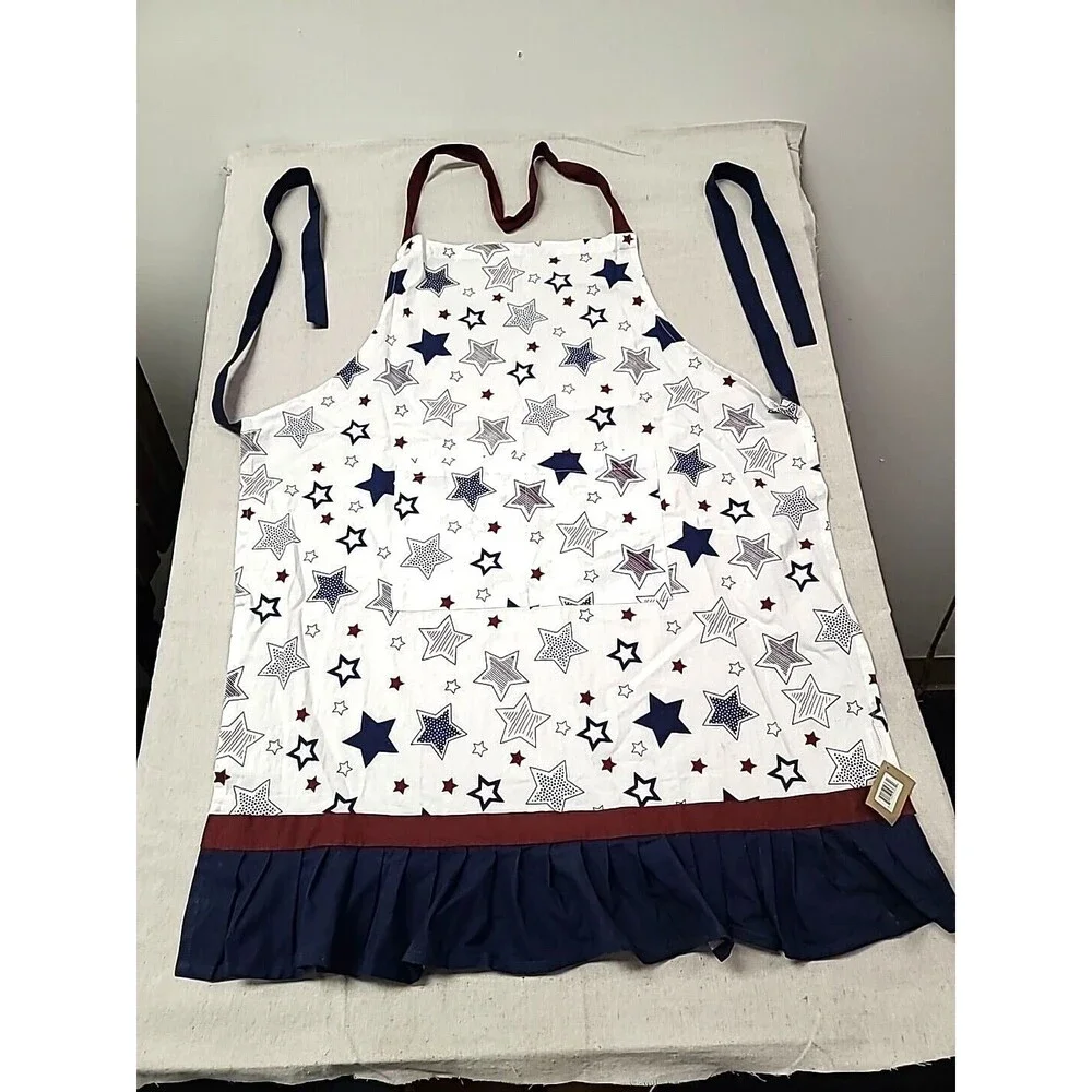 NWT Backroads Collection Patriotc Full Apron with 2 Front Pockets Stars