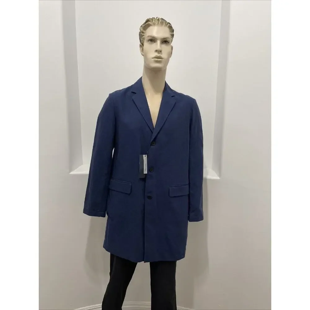 $189 Zara Man Sport Coat Blue 3 Buttons Linen /Cotton Blend Size L NWT