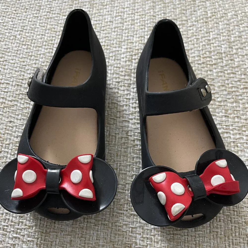First Walker Shoe IFANS baby shoes Black plastic shoes Disney's shoes size 6