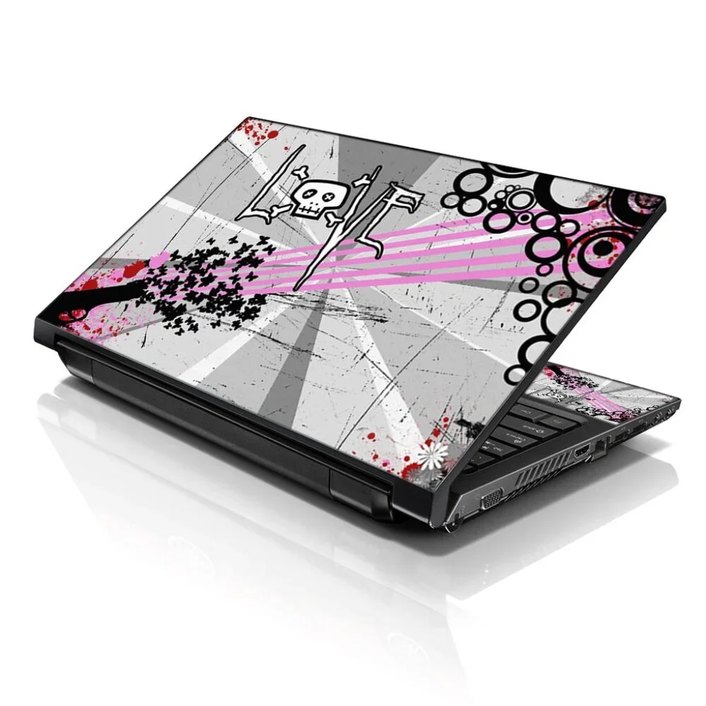 LSS 15.6 & 17.3 Inches Laptop Notebook Skin Sticker Decal - Love Skull Floral