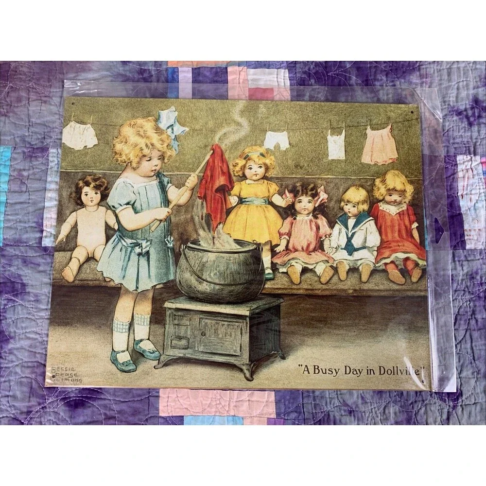 A Busy Day In Dollville Metal 16x12.5 Sign Wall Decor Play Room She Shed Home