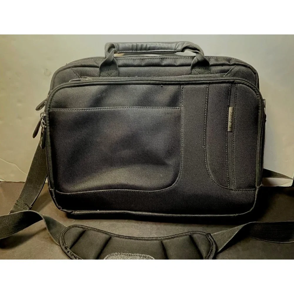 Samsonite padded laptop bag briefcase messenger shoulder strap black 16