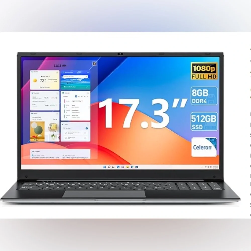 Gray 17.3-inch Laptop with Full HD Display and 8GB RAM