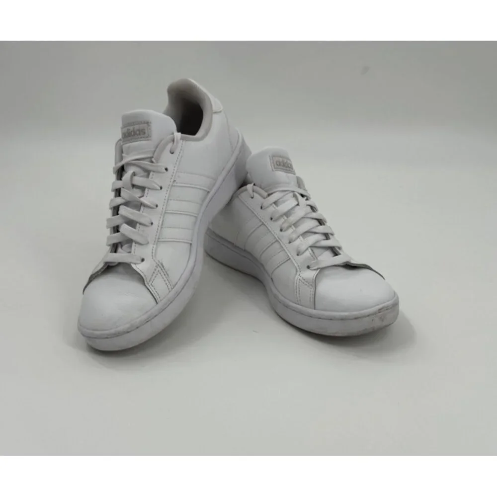 Adidas Grand Court White Leather Sneakers Mens Sz 9 Lace-Up Casual Shoes