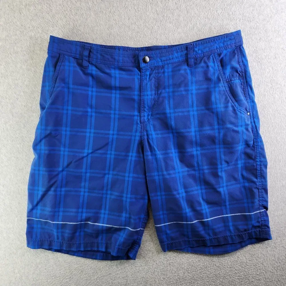 Lululemon Kahuna Shorts Mens 40 Blue Plaid Golf Athleisure Beach Costal Cruise