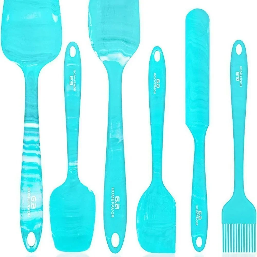 6 Piece Silicone Spatula Heat-Resistant Non-Stick for Cooking, (Marble Pattern)
