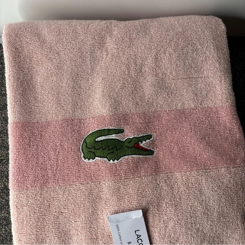 Lacoste pink bathroom towel