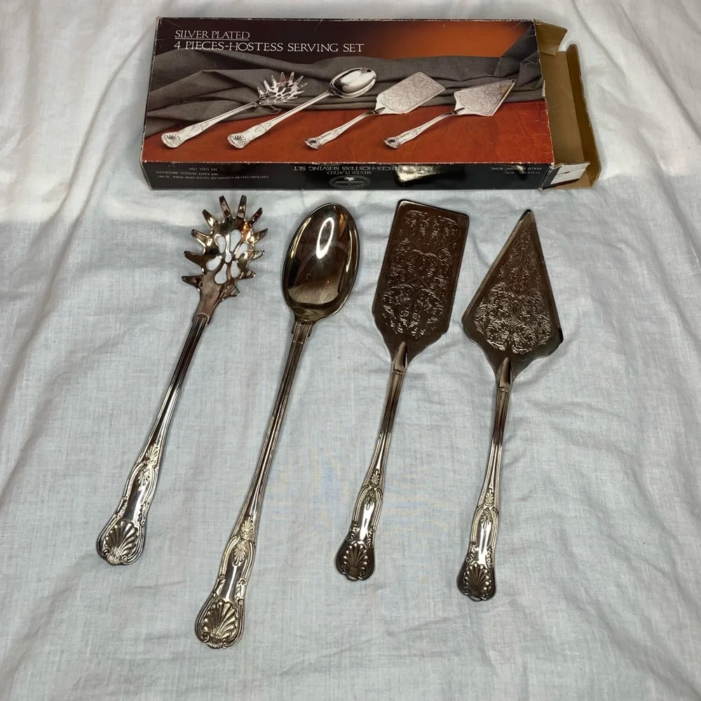 vintage 1987 Godinger silver plated 4 pieces-hostess serving set Paul Revere