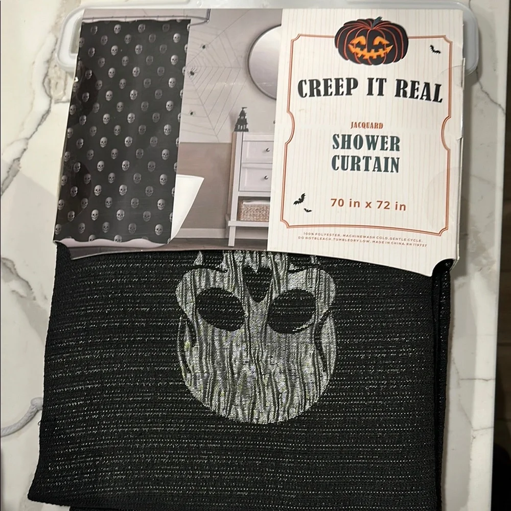 Jacquard Skull Halloween Shower Curtain