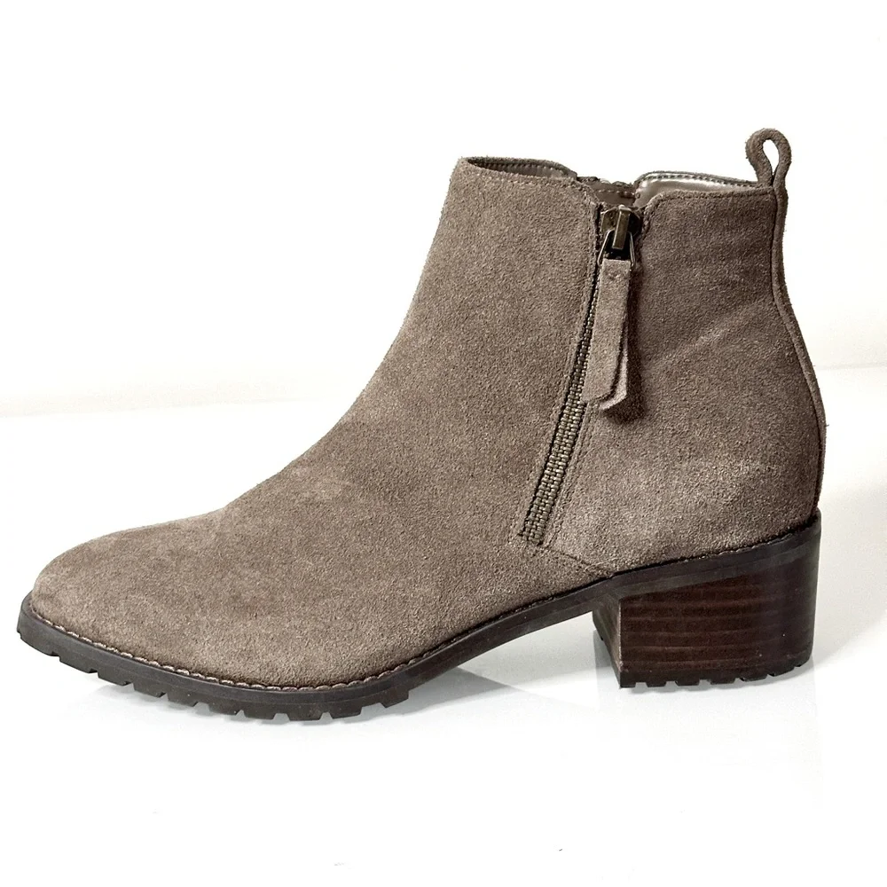 Blondo Tamara Waterproof Suede Leather Zip Bootie 8 Taupe
