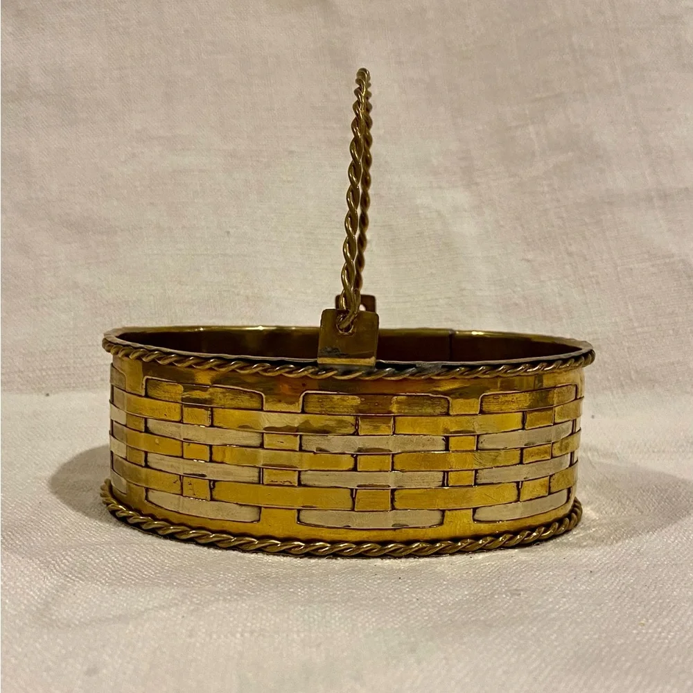 Vintage mini brass basket - trinket box
