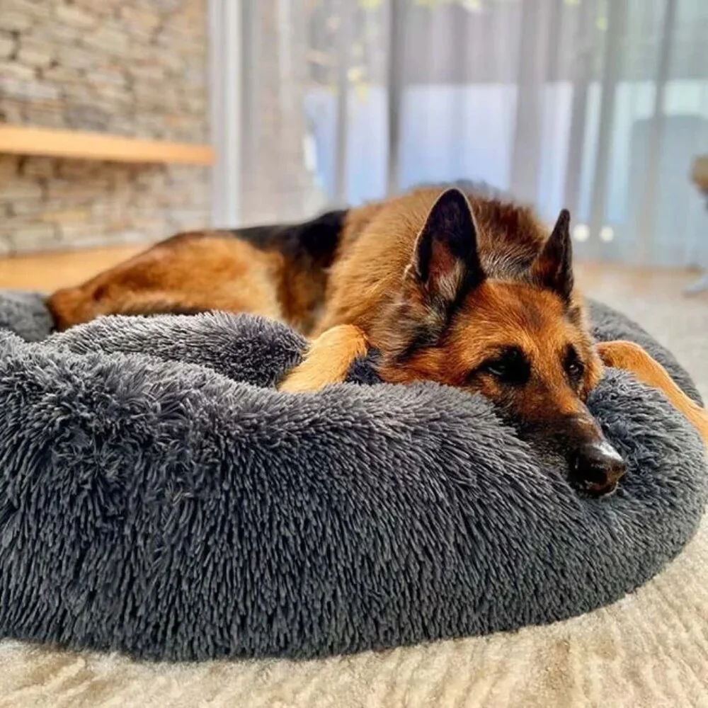 Fluffy Calming Cat Dog Donut Dark Gray Bed Small New With Tags