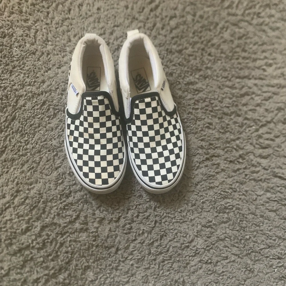 Vans Kids Black and White Checkered Slip-On Sneakers