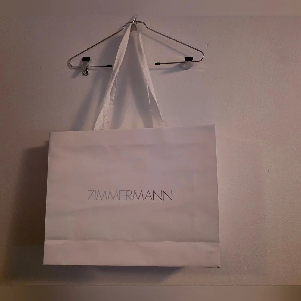 Authentic Zimmermann White Shopping Bag with Iridescent Logo – Large 18”x 14”x5