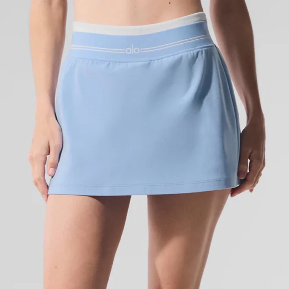 Alo Yoga Airbrush Better Together Tennis Skirt Seashell Blue/White L
