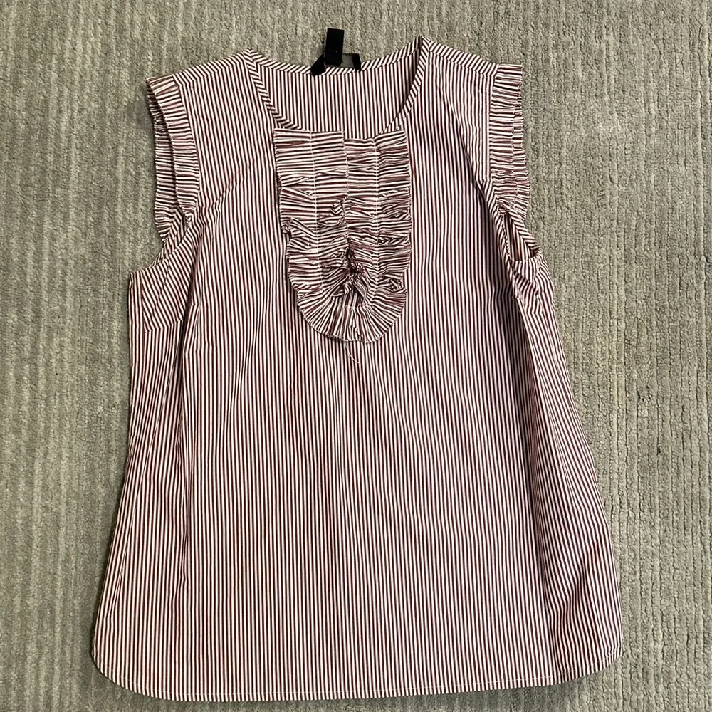 J. Crew Red and White Striped Blouse