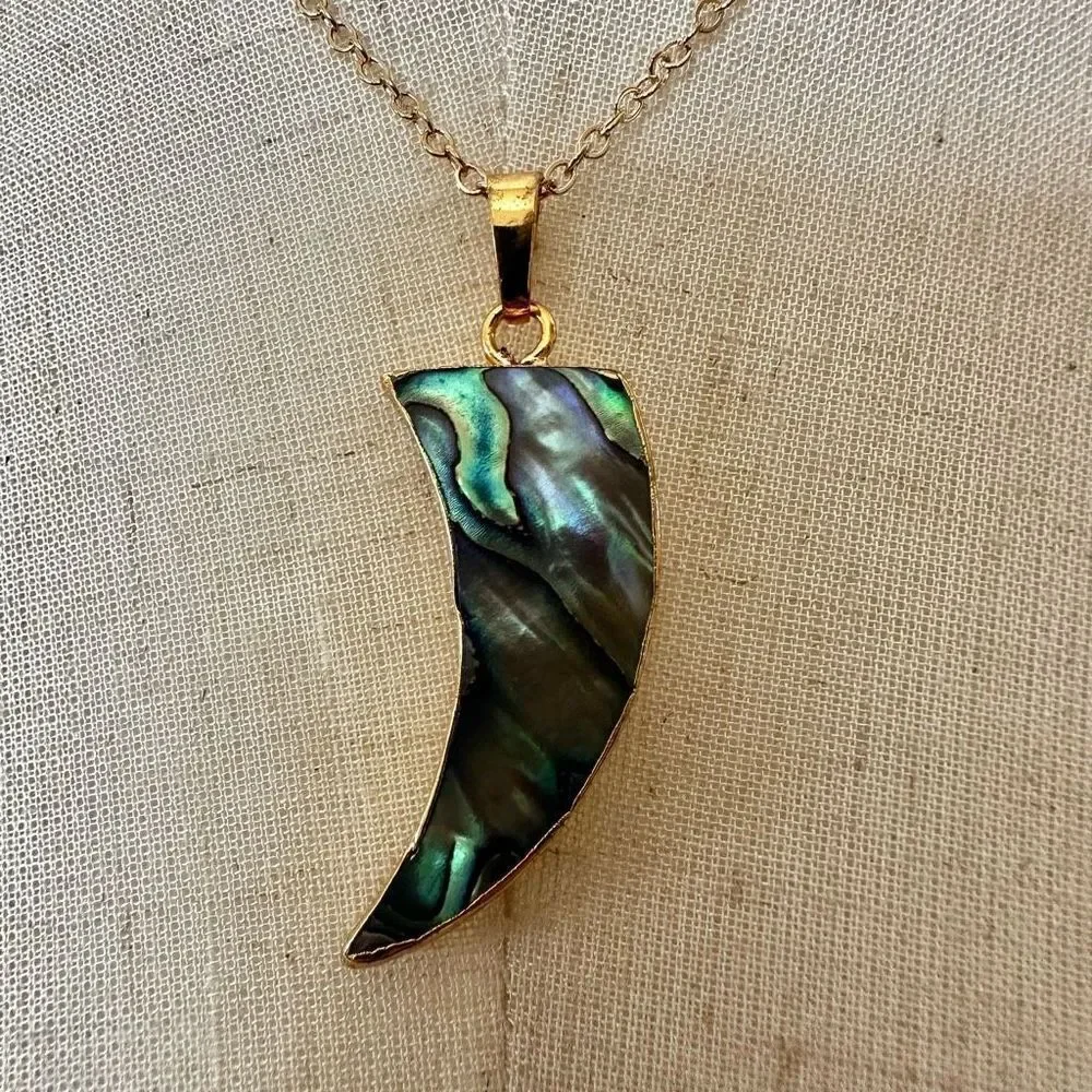 Abalone tusk pendant necklace reasonable part