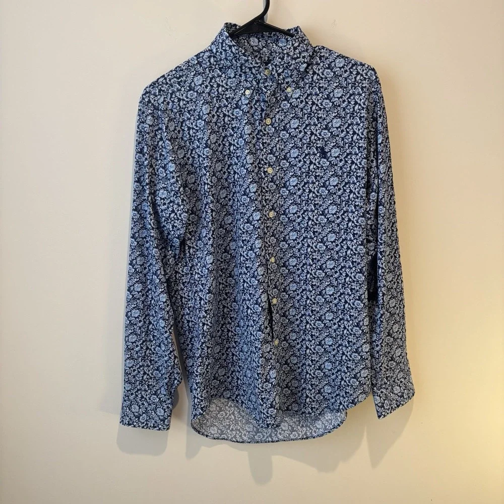 Polo Ralph Lauren Shirt Men's Small Blue Floral‎ AOP Performance Classic Fit