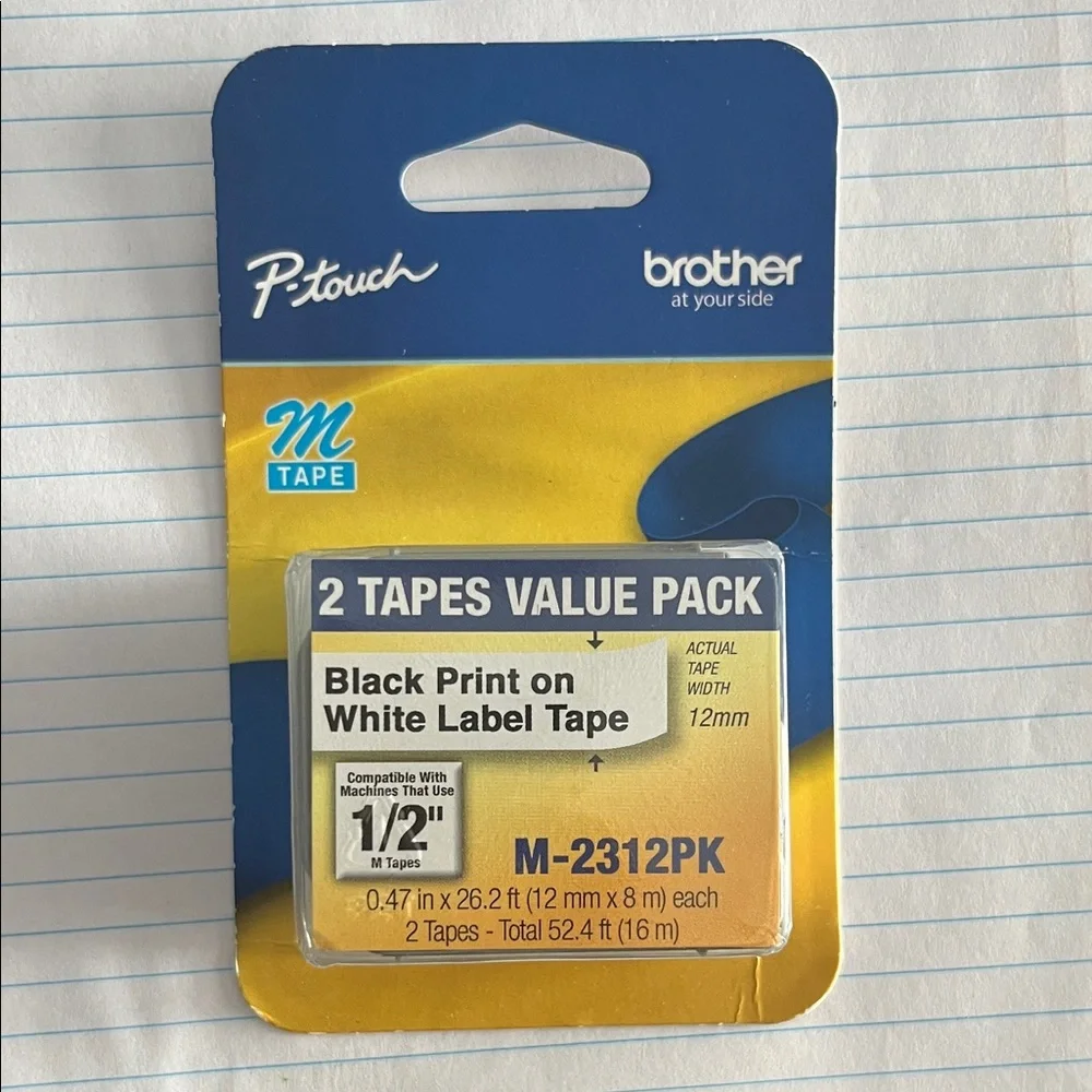 Brother P-Touch M Tape Black on White Value Pack