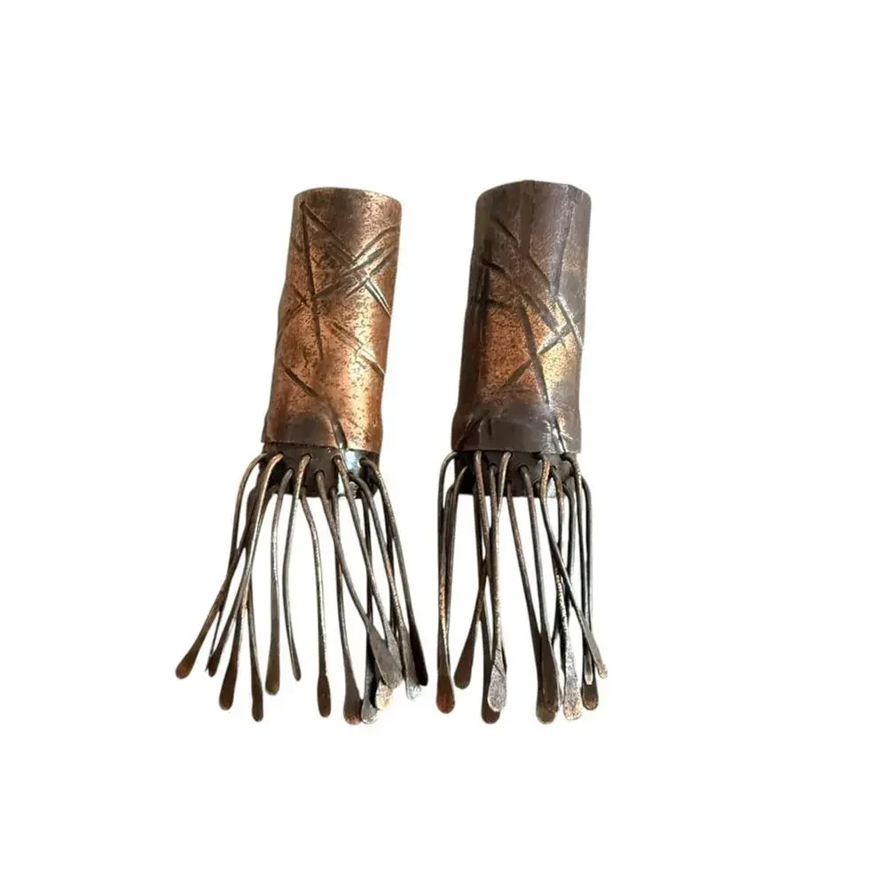 Artisan Handmade Kinetic Boho Copper Earrings Tribal