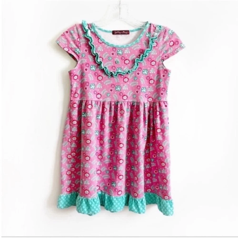 Jelly the Pug lap dress pink Mermaids Collection ruffles floral size 8