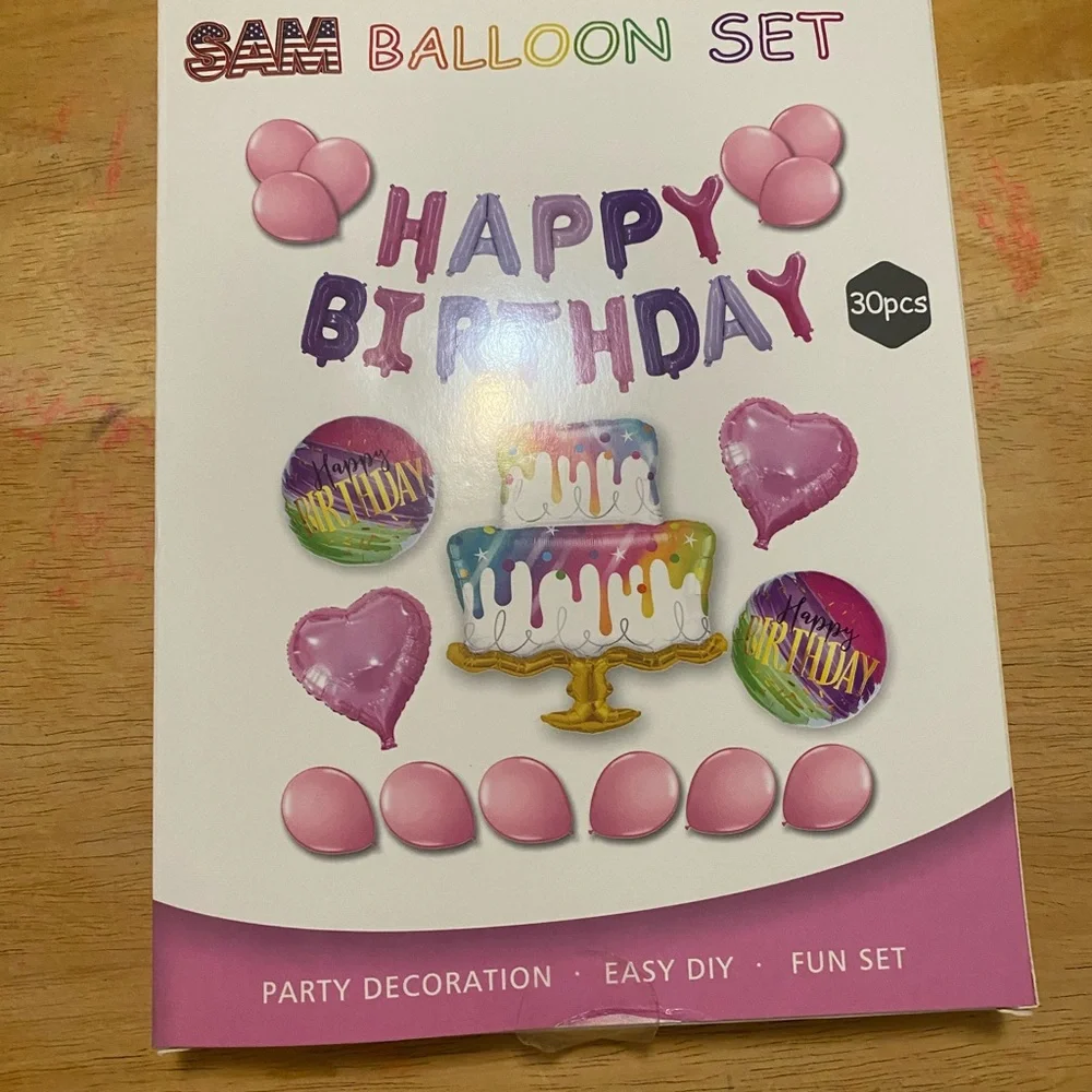 Happy Birthday Sam Balloon Set - Pink and Gold