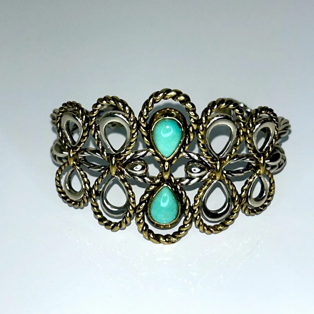 NWOT Carolyn Pollack American West Sterling Silver Brass Turquoise Bracelet Boho