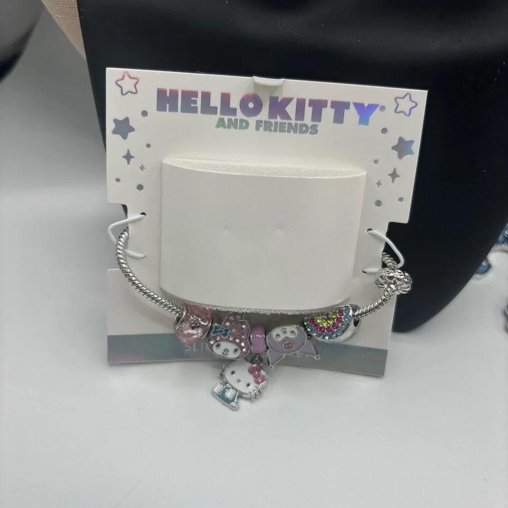 Hello Kitty Silver Bracelet with Pink and Purple Charms