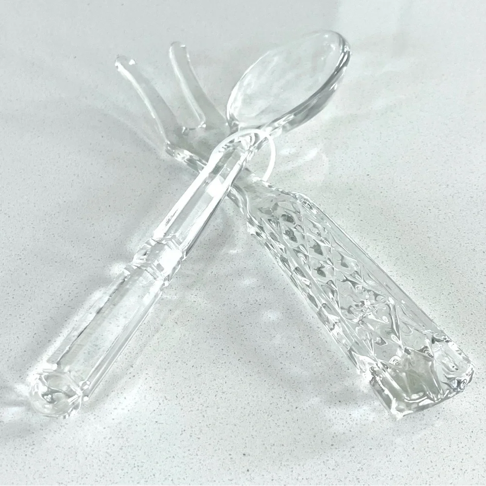 Glass Salad Fork & Spoon Serving Set