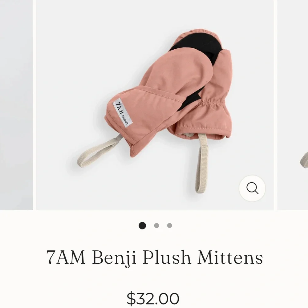 7AM Benji Plush Mittens $32.00 COLOR : Rose Dawn NEW SIZE - 6M-12M