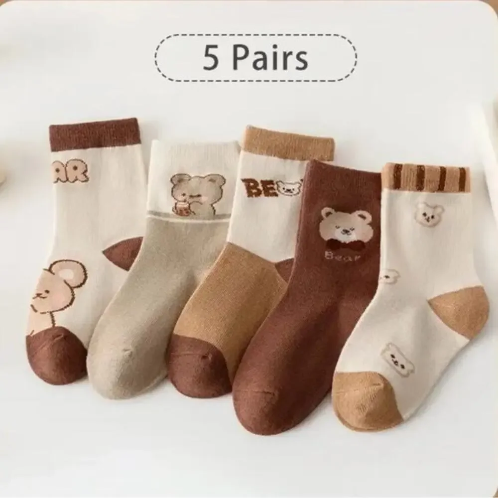 New kids 5 pair of socks “bears” 4-6
