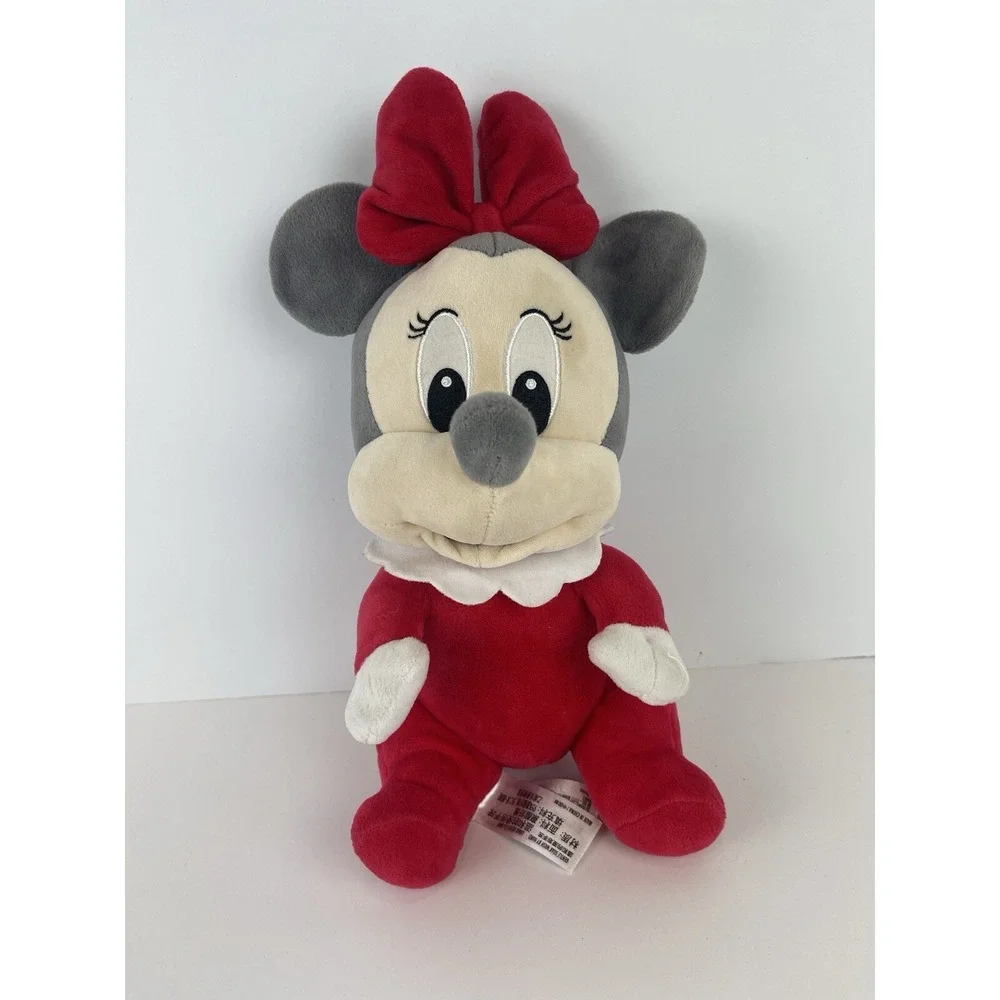 Disney Parks‎ Minnie Mouse My First Christmas Plush Red Gray with Bow Size 12