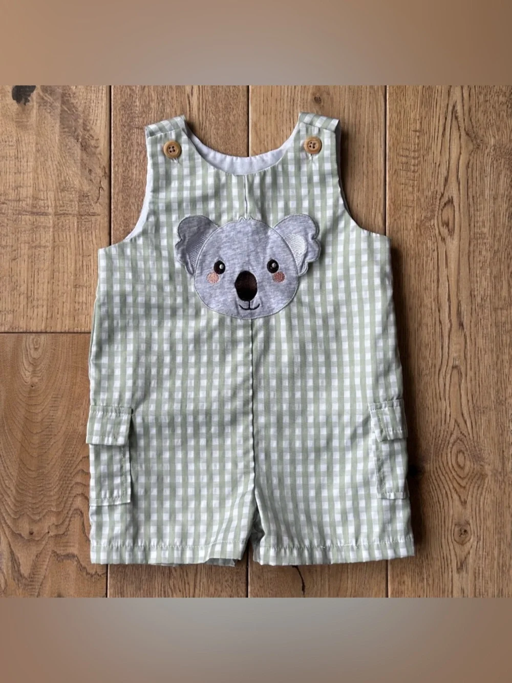Good Lad Koala Gingham Shortall size 9 Months