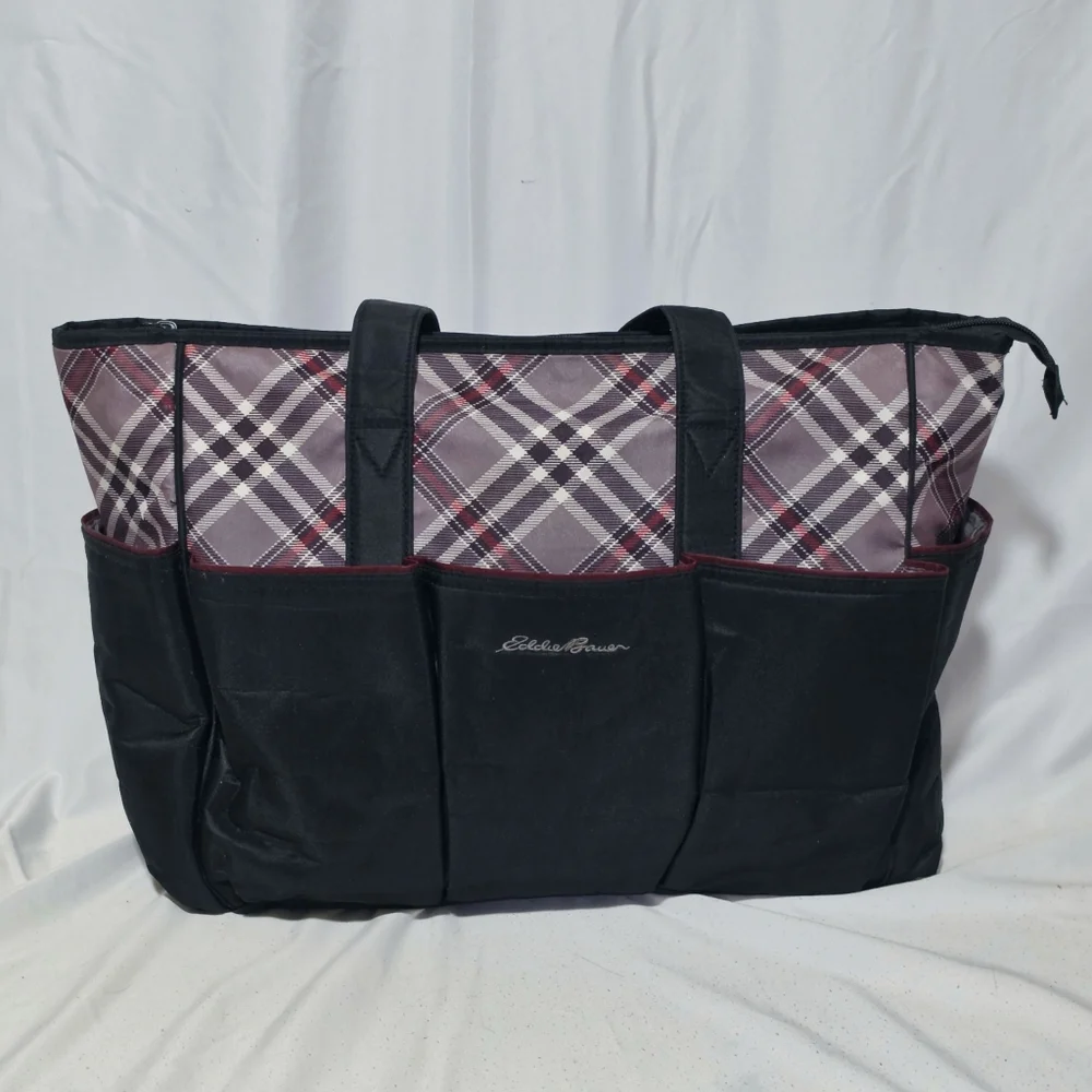 Eddie Bauer Diaper Bag Tote In Black, Grey, & Red