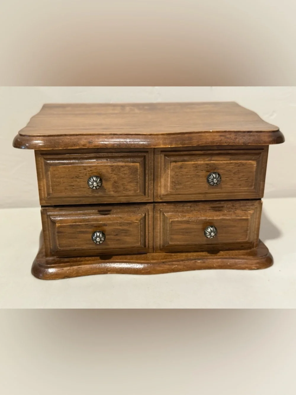 Vintage Avon Decorators Jewelry Chest 1978 Wood w/ Drawer & Velvet Lining