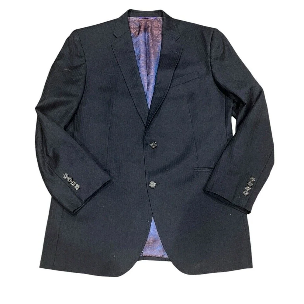 Ted Baker Jarrett Wool single breasted Blazer Two Button Navy Blue Sz 44L