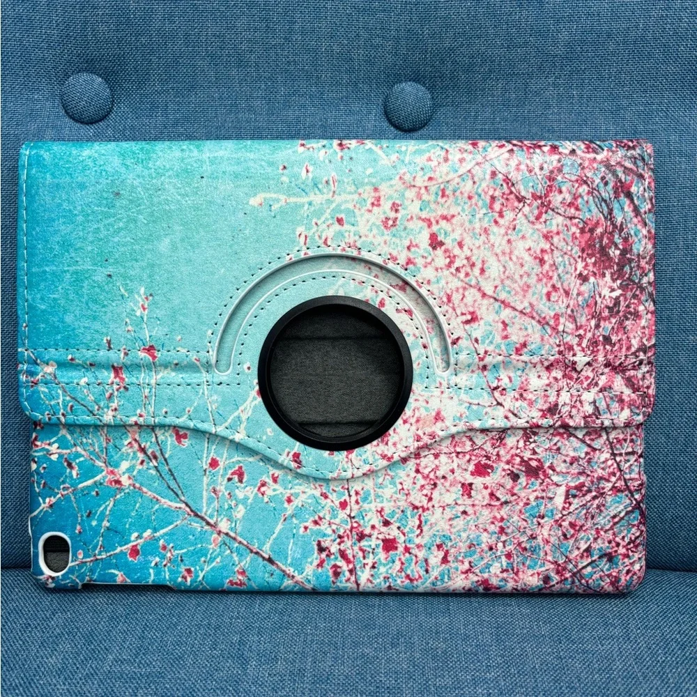 Floral Cherry Blossom Tablet Case in Aqua Pink for IPAD 5-6 (9.7 inch screen)