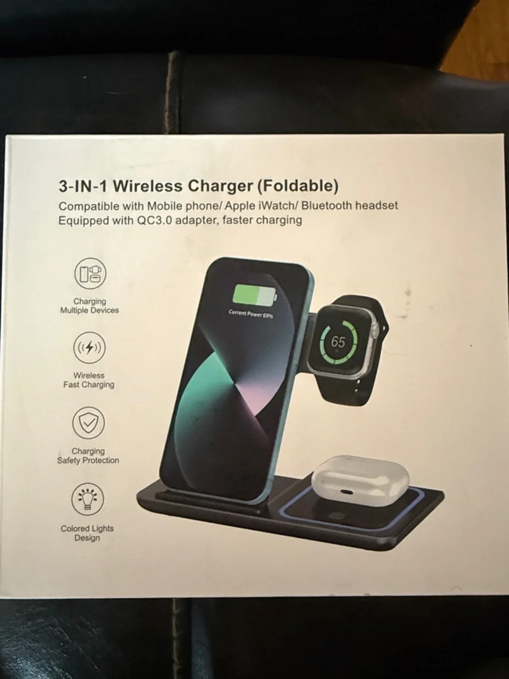 New 3-in-1 Foldable Wireless Charger - White