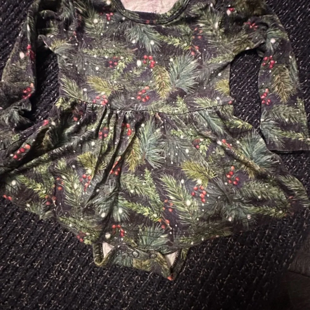 Little Crowns & Capes 6-12M Bamboo Holiday Dress Bodysuit