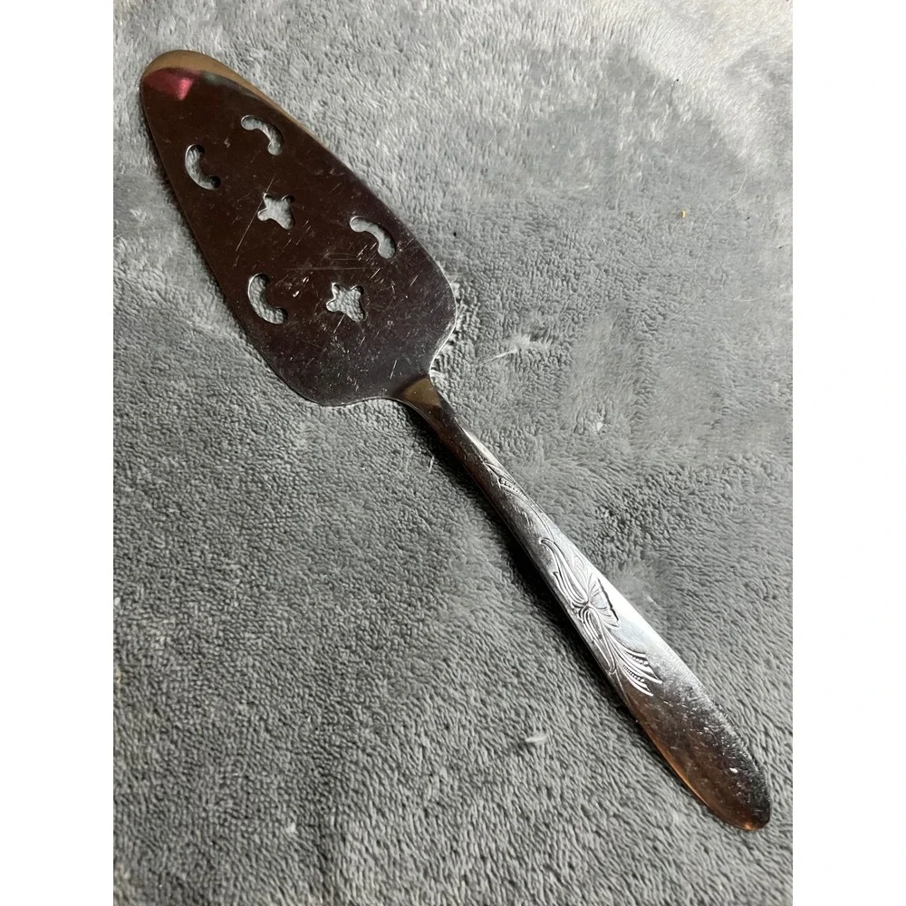 Vintage Utica Cutlery‎ Co Stainless Steel Cake Pie Server Floral Design